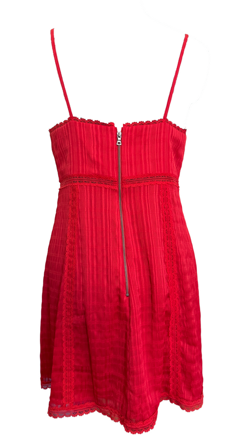 Alice + Olivia Red Lace-Trim Mini Dress – Size 8