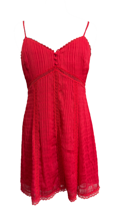 Alice + Olivia Red Lace-Trim Mini Dress – Size 8