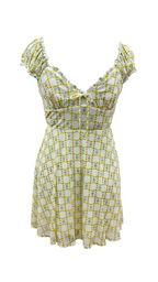 Urban Outfitters Yellow Floral Ruffle Mini Dress - Size M