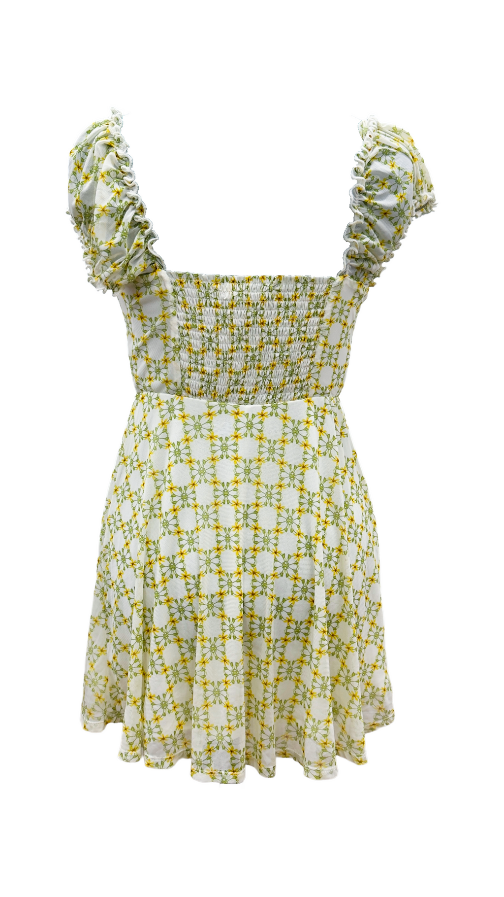 Urban Outfitters Yellow Floral Ruffle Mini Dress - Size M