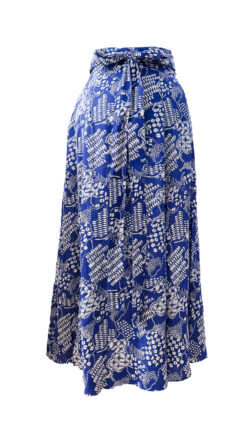 & Other Stories (Paris Atelier) Blue & White Floral Wrap Midi Skirt