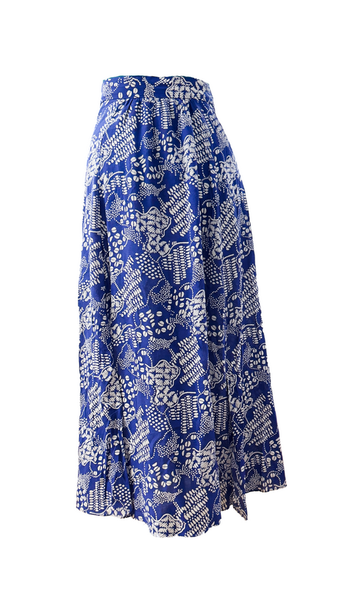 & Other Stories (Paris Atelier) Blue & White Floral Wrap Midi Skirt