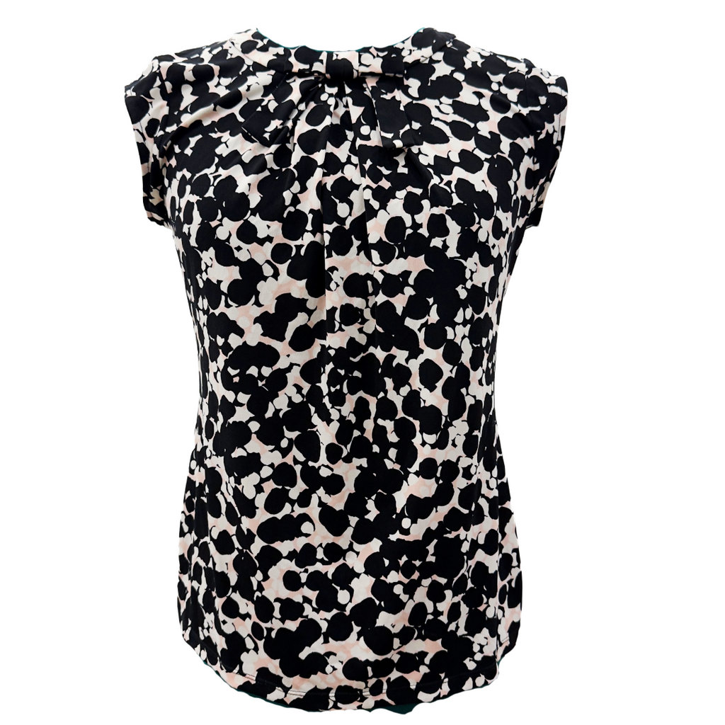 Karl Lagerfeld Printed Bow Detail Short Sleve Blouse - Size US 6