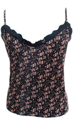 ZARA Black & Blush Floral Lace-Trim Cami Top – Size S